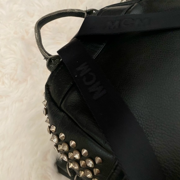 MCM Munich Black Leather Studded Backpack - Picture 5 of 11